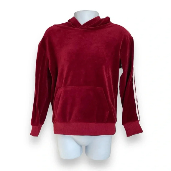 Kid’s Tales Red Velvet Hooded Pullover Sweatshirt w/ Stripe Detail, Size 120(5T) - Picture 5 of 5